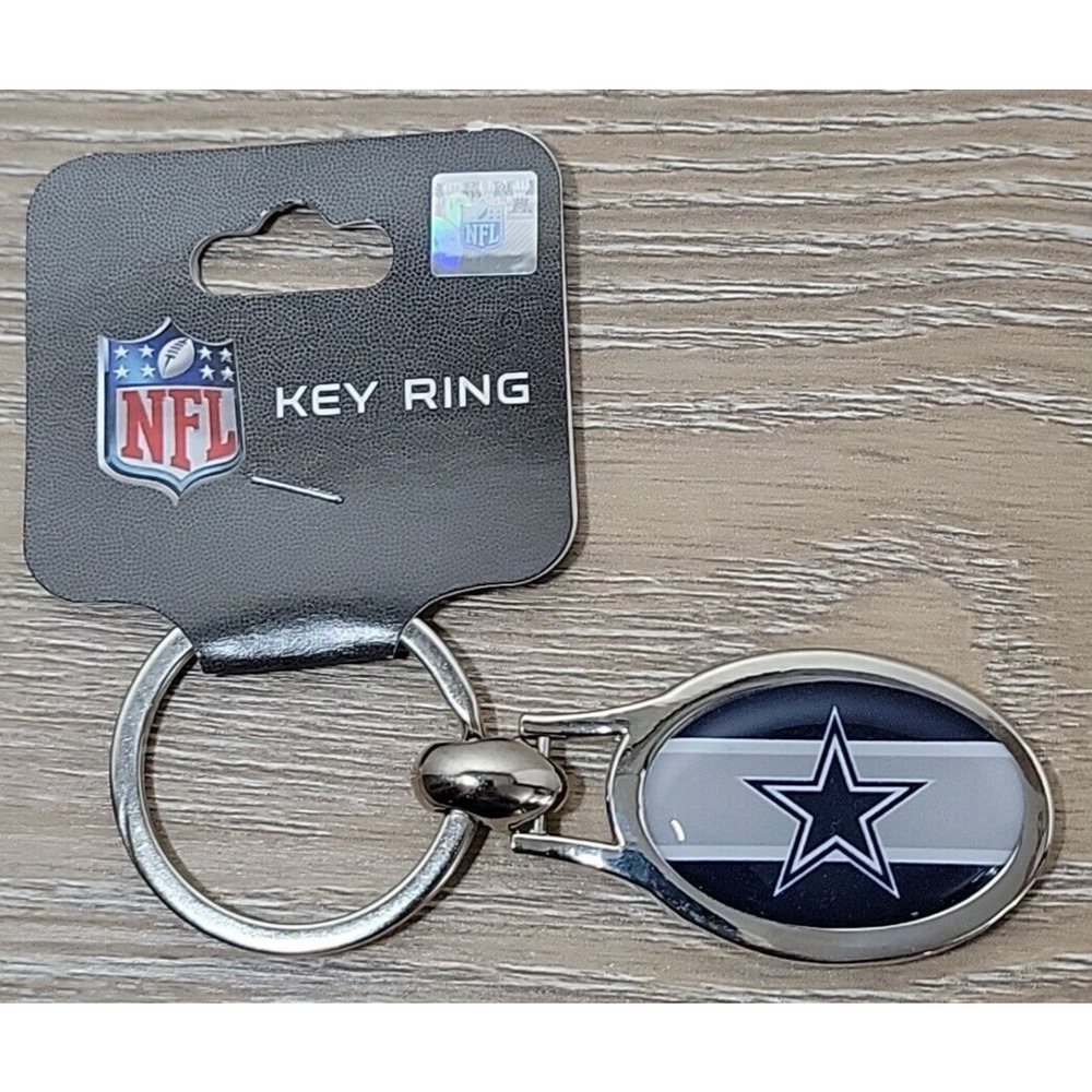 DALLAS COWBOYS BLUE STAR Metal Oval Keychain NEW
